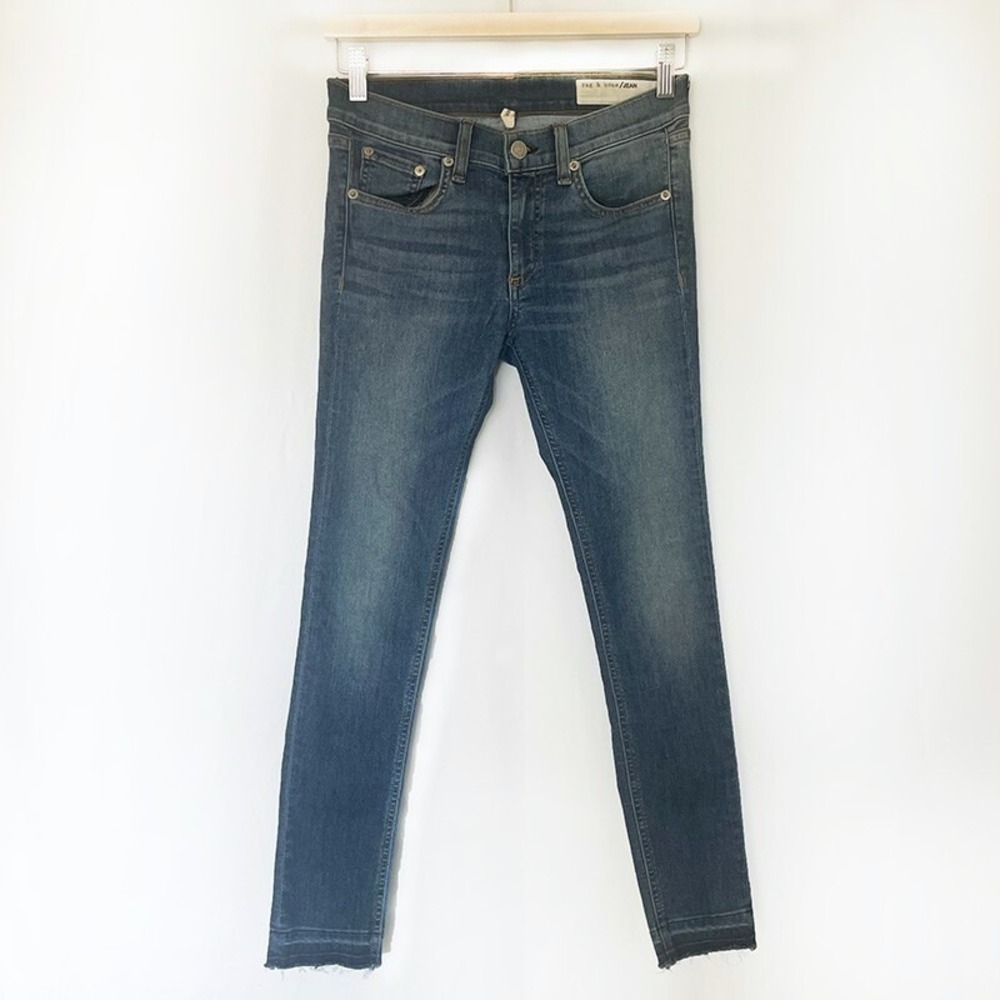 Rag & Bone Jeans Mid Rise Raw Hem Skinny Ankle Size 27